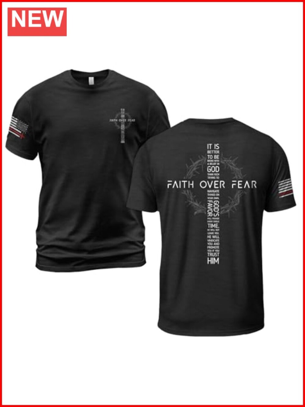 Christian Cross T-Shirt Men Faith Religious Crew Neck Short Sleeve